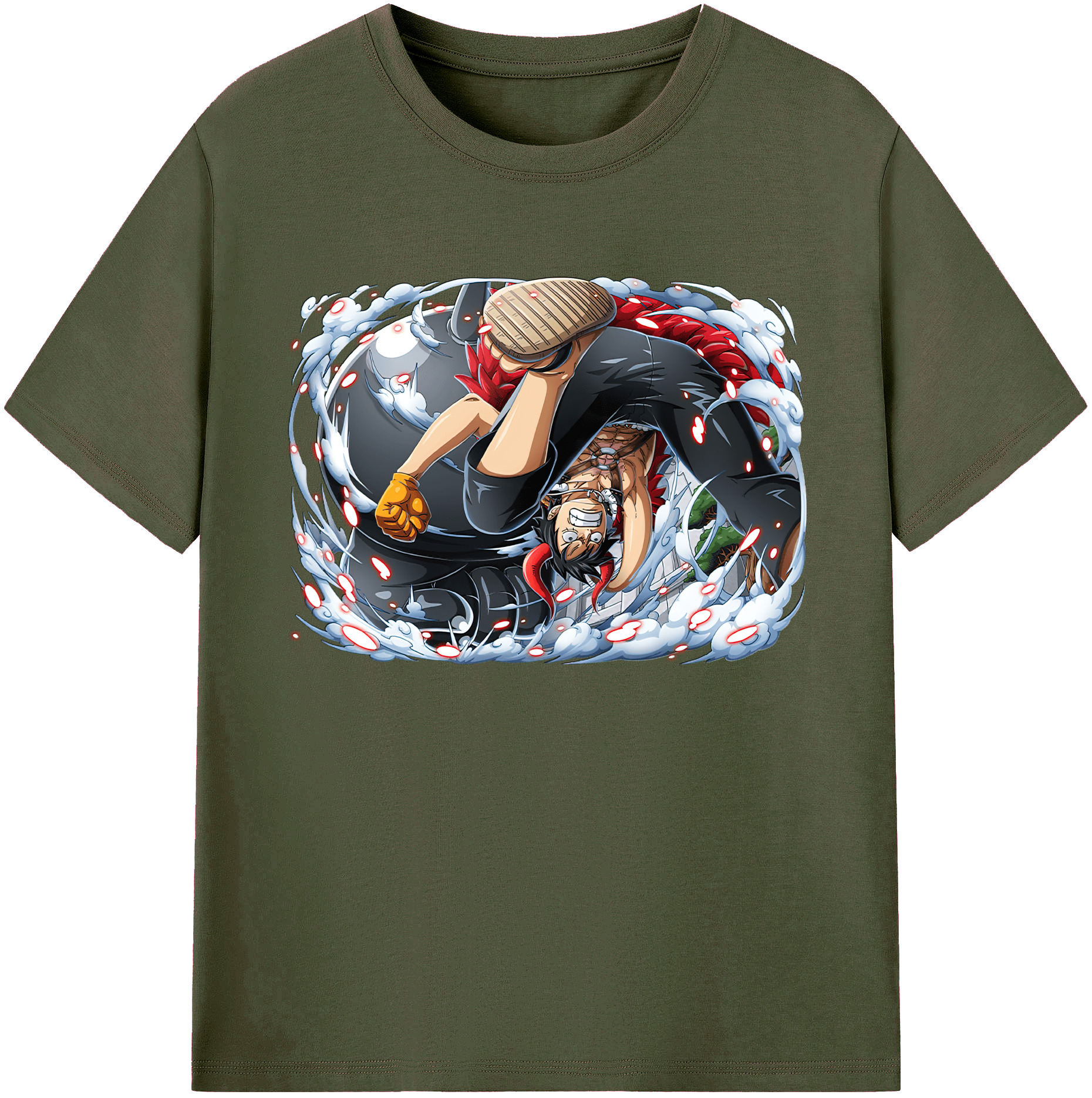 ワンピース モンキー・D・ルフィ ONE PIECE Monkey D. Luffy 綿100％ メンズ半袖Tシャツ｜肌触りやわらか＆通気性